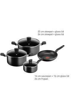 TEFAL Cookware Set | Dark Stone 7 pc Cooking Set | Non-stick | stewpots 22/24 cm+lids | saucepan 16 cm | frypan 24 cm | B491S785 black 6.91cm - pnsku/N70088419V/45/_/1719823297/fd9d9ee0-44f8-468a-8961-7d5240157df7