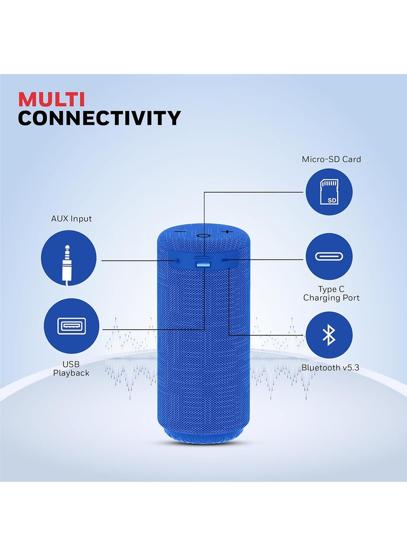 هوني ويل Suono P300 10W 5.3 Bluetooth Speaker,9H Playtime, Deep Bass,IPX 4,TWS Feature,Fast Charging,SD Card,USB,AUX,Built-In Mic&52mm Drivers,2 Yrs Manufacturer Warranty Blue  - Image 3