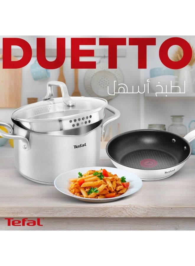 تيفال قدر ستانلس ستيل دويوتو - مع غطاء زجاجي فضي 26 سم - Image 5