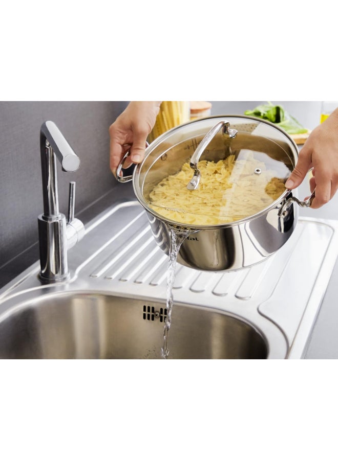 تيفال قدر ستانلس ستيل دويوتو - مع غطاء زجاجي فضي 26 سم - Image 4