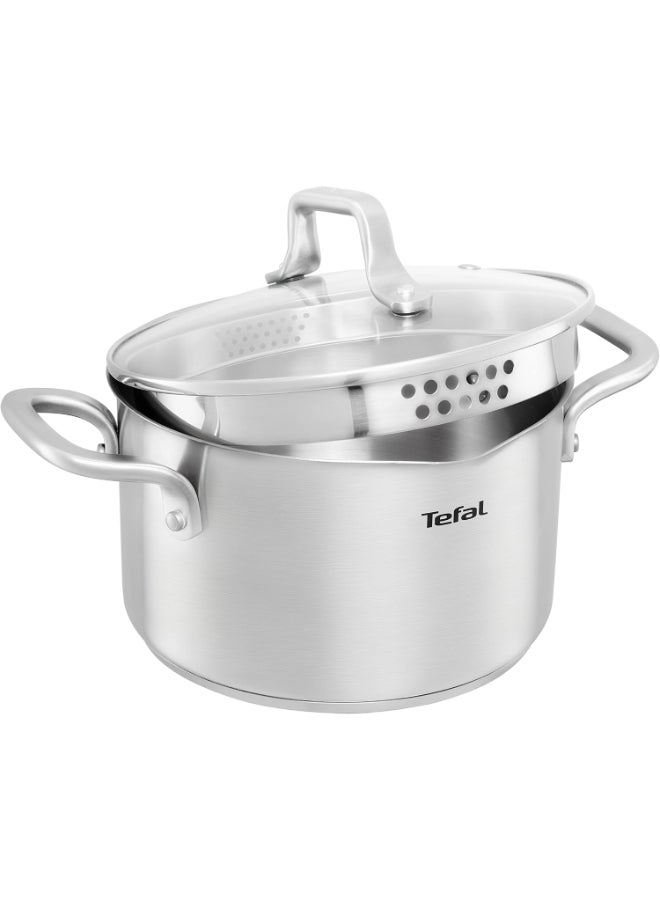 تيفال قدر ستانلس ستيل دويوتو - مع غطاء زجاجي فضي 26 سم - Image 2