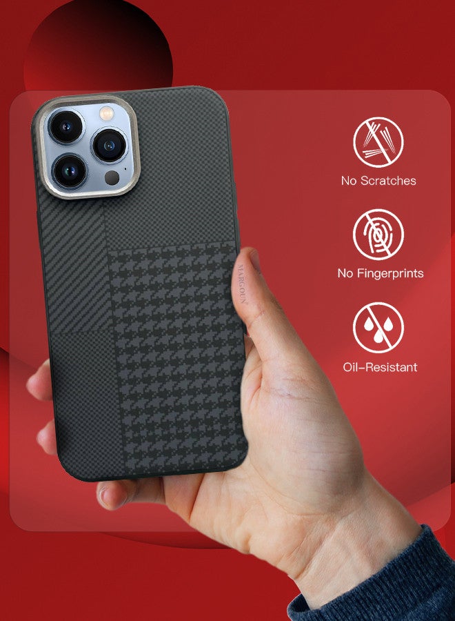Case Cover For iPhone 13 Pro Max And 2 Screen Protectors 2024 New Pattern Aramid Carbon Fiber Phone Case Slim And Light Design MIX1