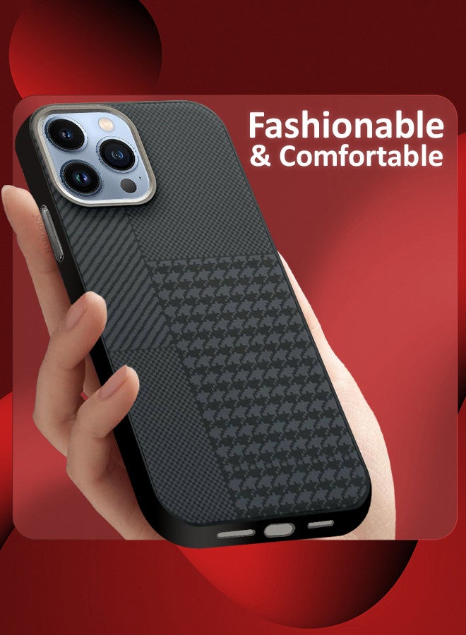 Case Cover For iPhone 13 Pro Max And 2 Screen Protectors 2024 New Pattern Aramid Carbon Fiber Phone Case Slim And Light Design MIX1