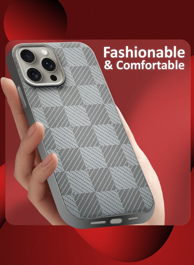 مارجون غطاء حالة لجهاز iPhone 15 Pro وواقي شاشة 2024 نمط جديد غلاف هاتف من ألياف الكربون أراميد تصميم نحيف وخفيف - Image 3