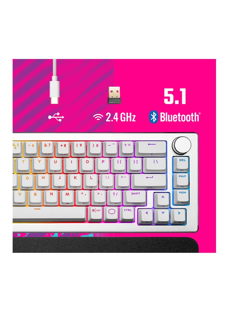 COOLER MASTER - Key Board CK721 White ( RED - SW) AR,CK-721-SKTR1-AR - Image 1