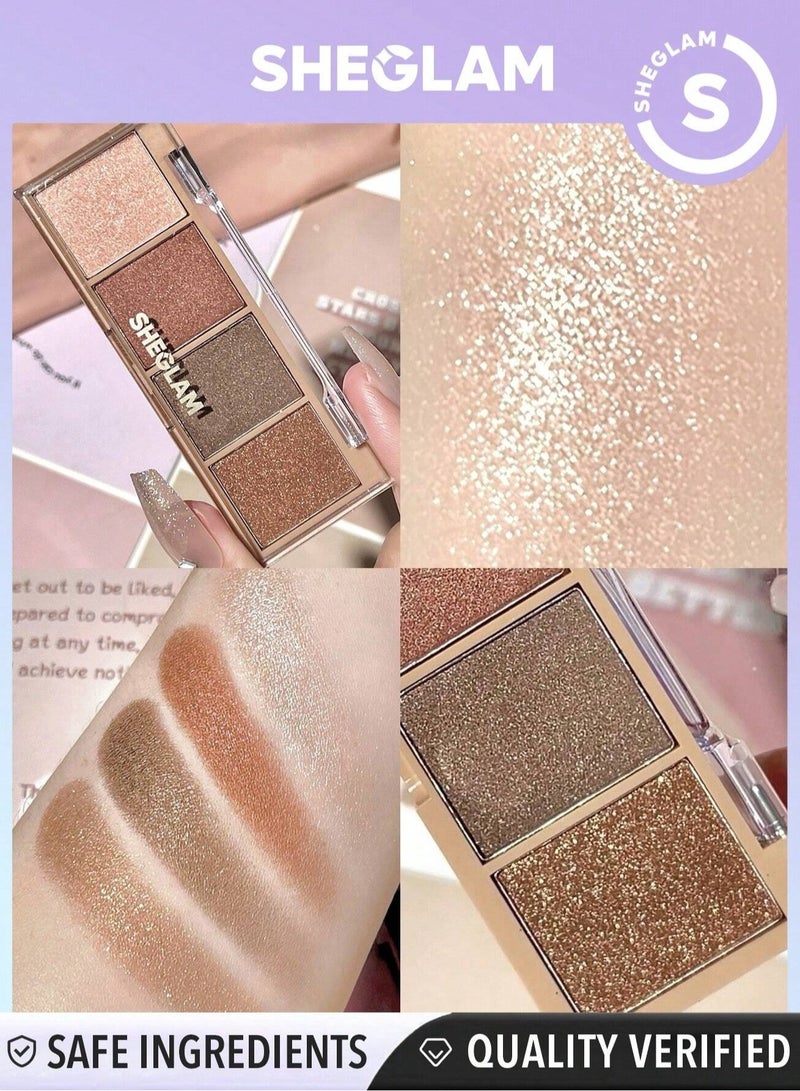 SHEGLAM Essential Square Eyeshadow Quad - SERENDIPITY Multicolour  - Image 1