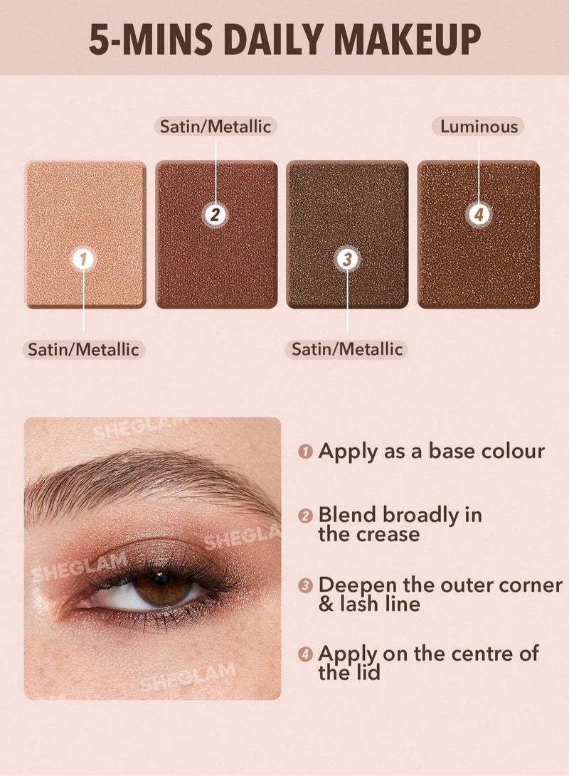 SHEGLAM Essential Square Eyeshadow Quad - SERENDIPITY Multicolour  - Image 4