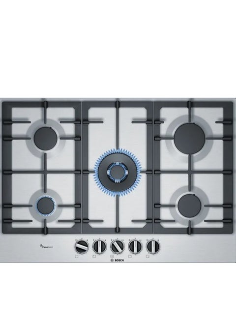 Built in hob 75 cm 5 burner Series 6 Pan Support Cast iron Stainless steel Frameless PCQ7A5B90 PCQ7A5B90 Silver