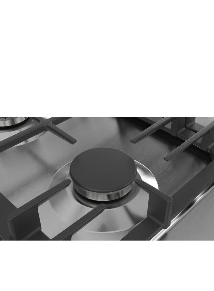 BOSCH - Built in hob 75 cm 5 burner Series 6 Pan Support Cast iron Stainless steel Frameless PCQ7A5B90 PCQ7A5B90 Silver - Image 1