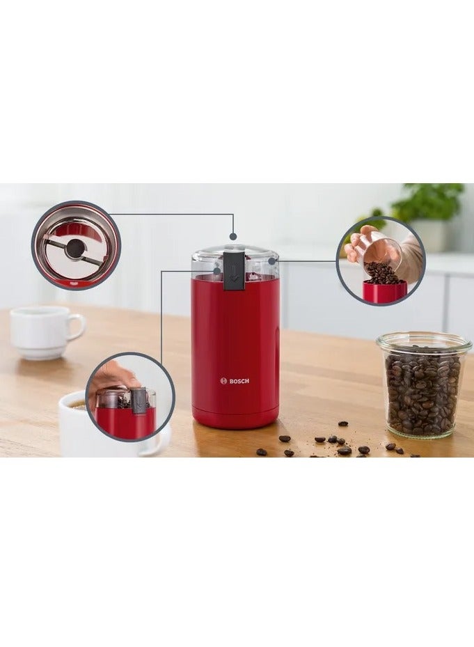 BOSCH Coffee Grinder for 150 g/min beans 180 Watt Stainless steel Red TSM6A014R 180 W TSM6A014R Red - Image 3