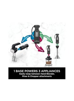 Ninja Foodi 3-In-1 HAnd Blender, HAnd Mixer & Chopper, Food Processor With 3 Attachments, 850W Powerbase, Immersion Blender, 5 MixIng Speeds, 2 BlendIng Speeds, 1.5m Cord CI100ME Silver/Black  - Image 5