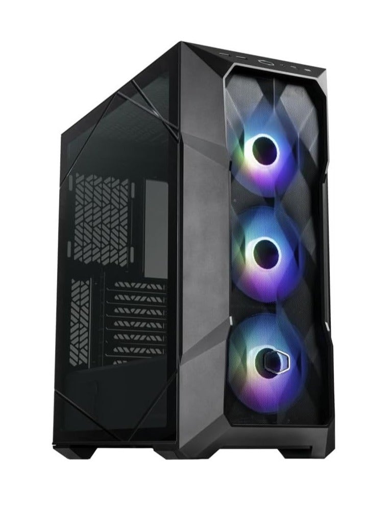 كولر ماستر صندوق TD500 Mesh V2 - علبة كمبيوتر متوسطة الحجم E-ATX مع شبكة مضلعة، 3 مراوح ARGB مثبتة مسبقًا مقاس 120 مم، لوحة علوية قابلة للإزالة، لوحة جانبية من الزجاج المقسّى، USB Type-C بسرعة 10 جيجابت في الثانية - أسود  - Image 1