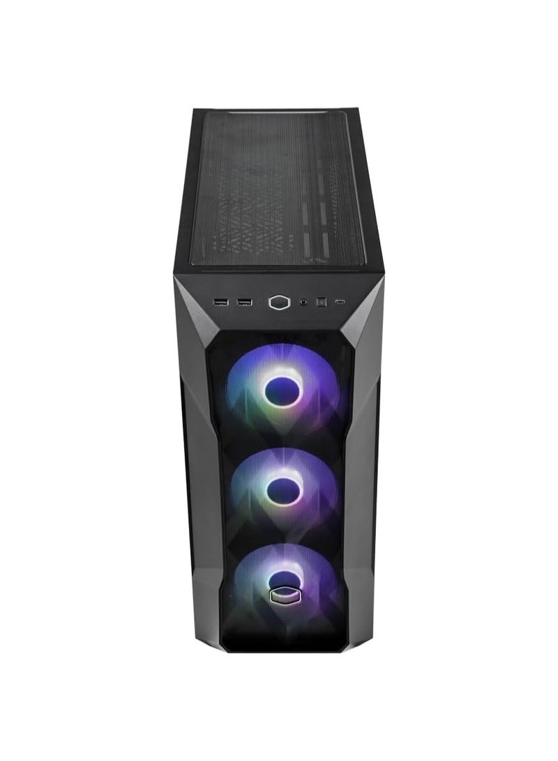 كولر ماستر صندوق TD500 Mesh V2 - علبة كمبيوتر متوسطة الحجم E-ATX مع شبكة مضلعة، 3 مراوح ARGB مثبتة مسبقًا مقاس 120 مم، لوحة علوية قابلة للإزالة، لوحة جانبية من الزجاج المقسّى، USB Type-C بسرعة 10 جيجابت في الثانية - أسود  - Image 3