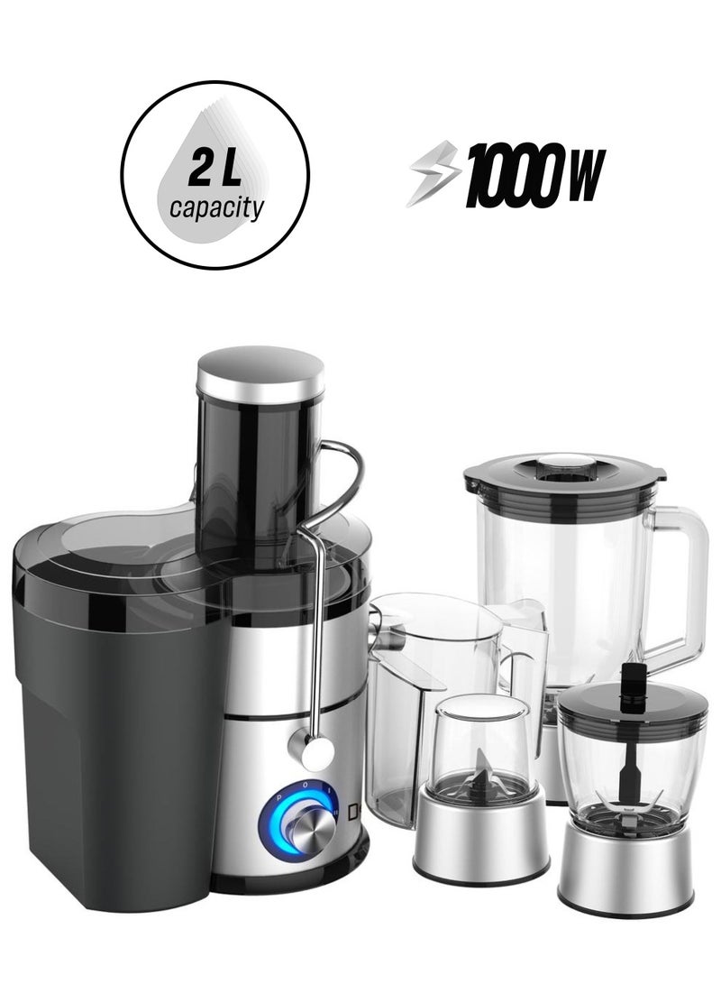 DESSINI 4 In 1 Juicer And Blender With 85mm Big Diamenter Feed Tube 2 L 1000 W Juicer/Blender 222 Black/Silver/Clear  - Image 1