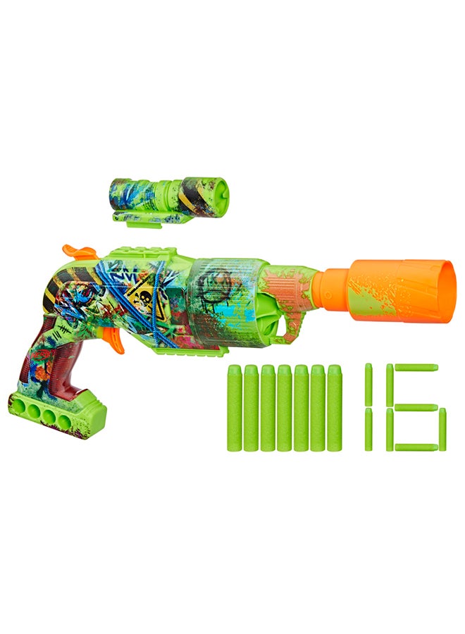 NERF - Nerf Zombie Driller Dart Blaster, 16 Nerf Elite Darts, Rotating 5 Dart Cylinder, Removable Scope, Outdoor Games, Ages 8+ - Image 1