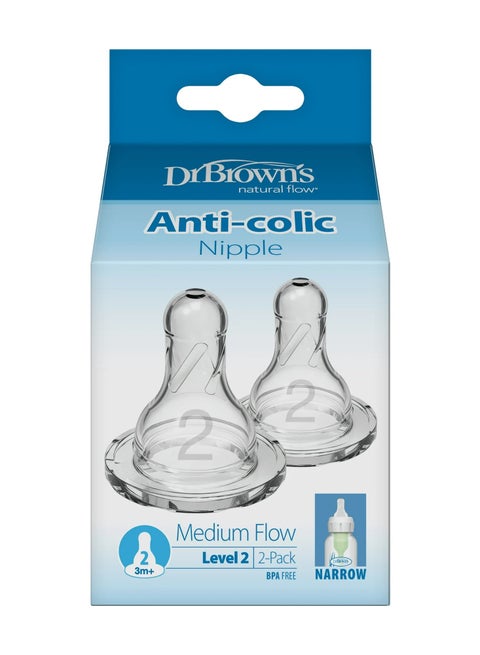 Level 2 Medium Flow Silicone Narrow Nipples Pack Of 2
