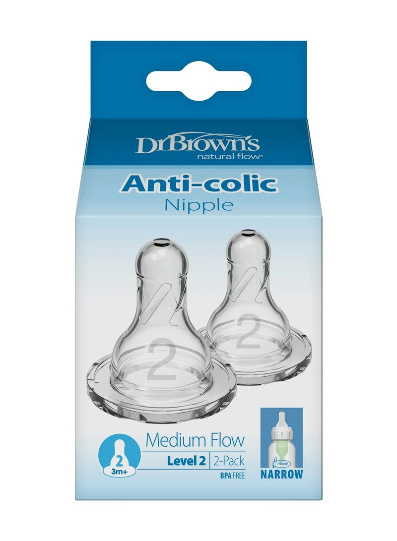 Level 2 Medium Flow Silicone Narrow Nipples Pack Of 2