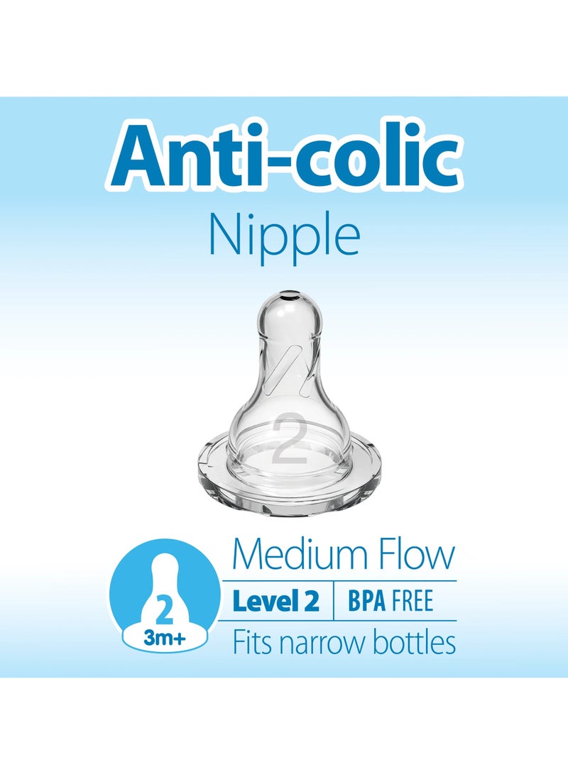 Level 2 Medium Flow Silicone Narrow Nipples Pack Of 2
