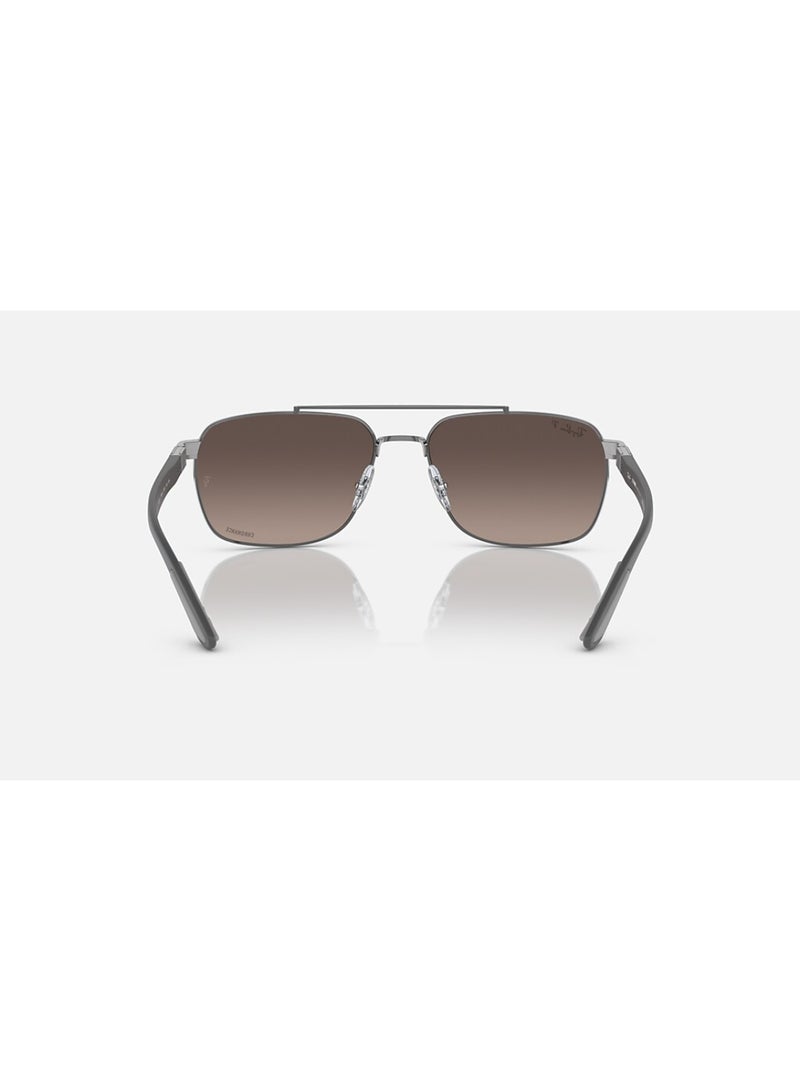 Ray-Ban Unisex Rectangular Shape Stainless Steel Sunglasses RB3701 004/5J 59 - Lens Size: 59 Mm - Polished Gunmetal - Image 4