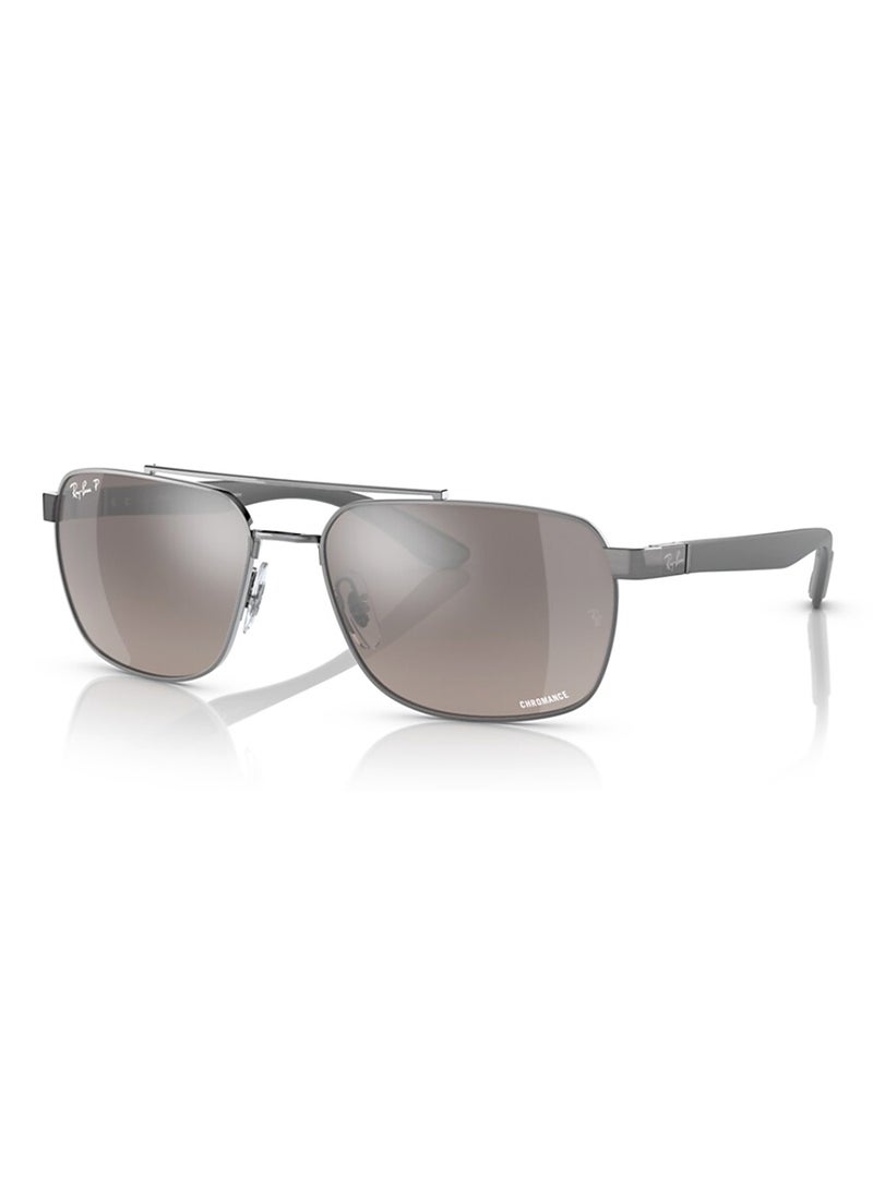 Ray-Ban Unisex Rectangular Shape Stainless Steel Sunglasses RB3701 004/5J 59 - Lens Size: 59 Mm - Polished Gunmetal - Image 1