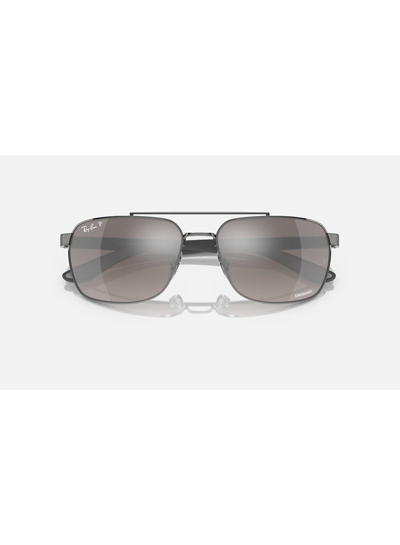 Ray-Ban Unisex Rectangular Shape Stainless Steel Sunglasses RB3701 004/5J 59 - Lens Size: 59 Mm - Polished Gunmetal - Image 5