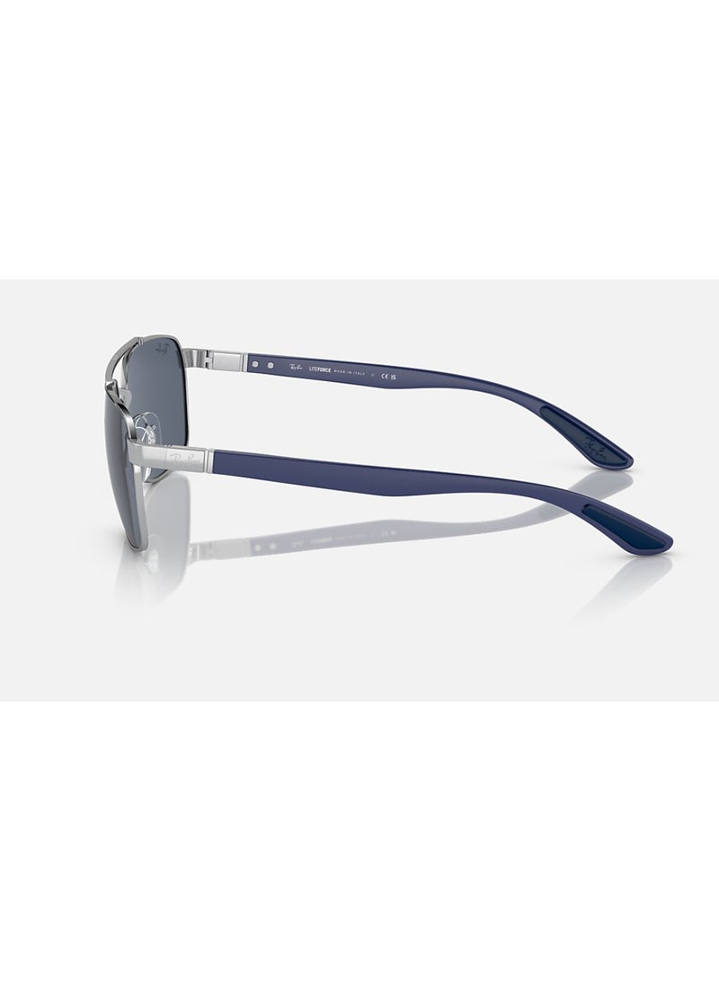 Unisex Rectangular Shape Stainless Steel Sunglasses RB3701 924387 59 - Lens Size: 59 Mm - Polished Silver