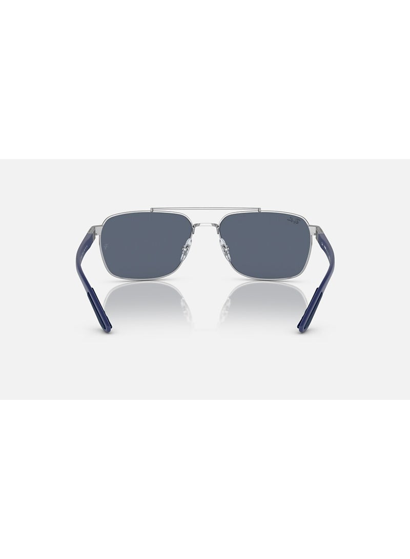 Unisex Rectangular Shape Stainless Steel Sunglasses RB3701 924387 59 - Lens Size: 59 Mm - Polished Silver