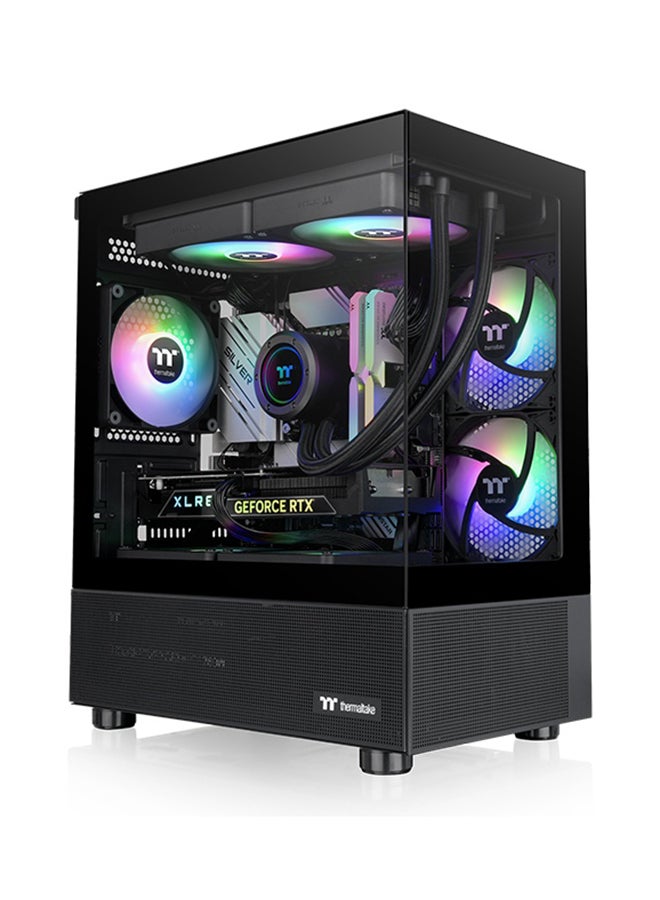 Thermaltake View 170 TG ARGB Micro Chassis, Tempered Glass Front and Left Panels, Up to a 280mm/240mm Radiator, 3 Hydraulic Bearing 120mm ARGB Lite Fans Pre-installed | CA-1Z4-00M1WN-00 Black  - Image 1