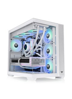 Thermaltake View 380 TG ARGB Mid Tower Chassis, Compatible with Hidden-Connector Motherboards, Dual Chamber Design, Tempered Glass Front and Left Panels | CA-1Z2-00M6WN-00 White  - Image 1
