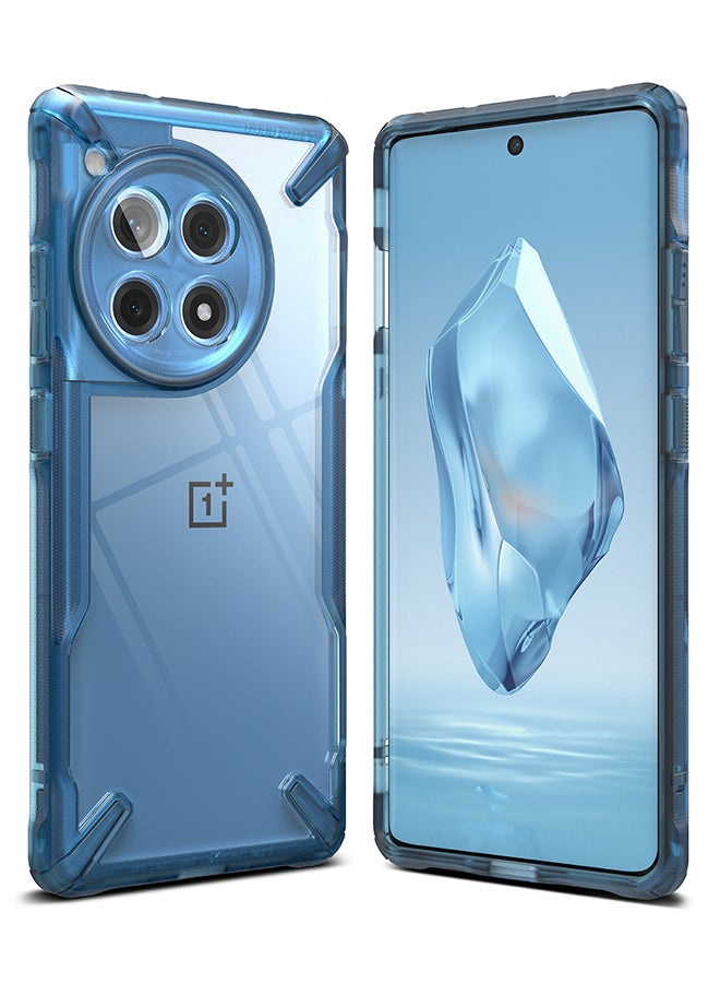 Ringke Fusion-X Compatible With OnePlus 12R 5G Case Cover Transparent Hard Back Soft Flexible TPU Bumper Shockproof Protection Back Cover Space Blue - Image 1