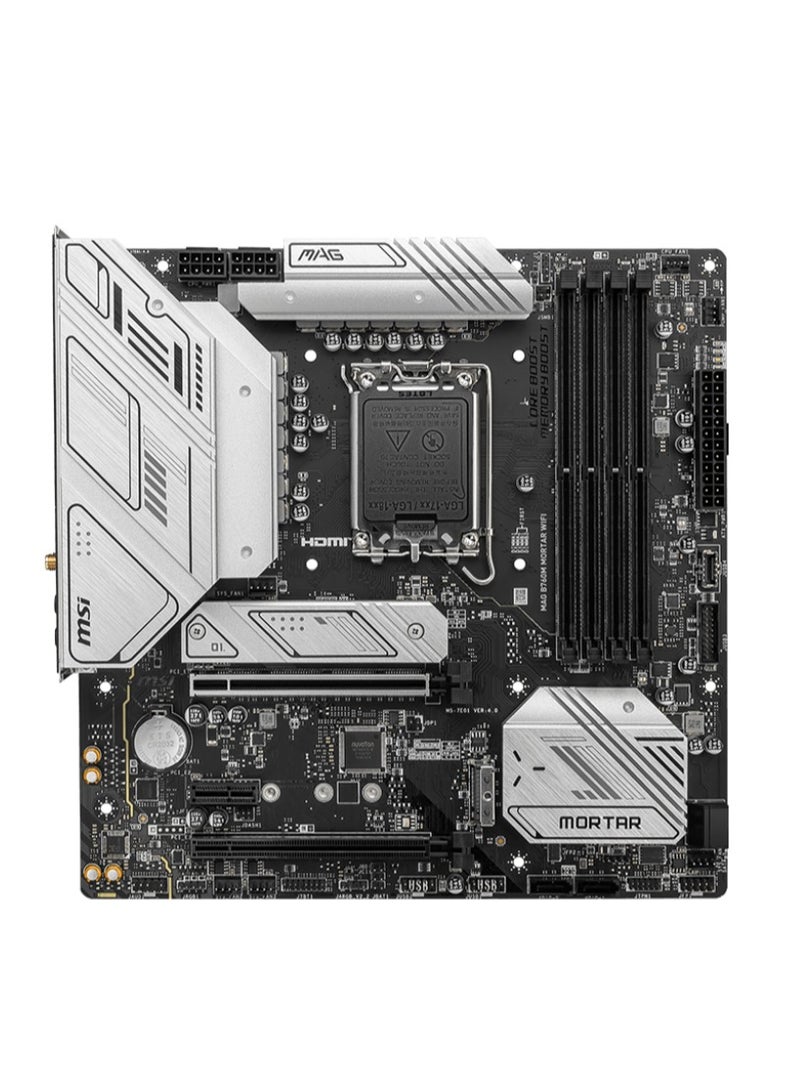 MSI - Mag  B760M  Mortar  WiFi  Gaming  Motherboard  Supports 12th/13th Gen Intel Processors, LGA 1700,  DDR5,  PCIe 5.0,  M.2,  2.5 Gbps  LAN, USB 3.2  Gen2,  Wi-Fi  6E, m ATX) - Image 1