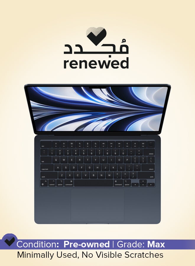 ابل  Renewed - MacBook Air MLY33 (2022) 13.6-Inch Display,M2 chip with 8-core CPU/8 Core GPU/256GB SSD/macOS English Midnight - Image 1