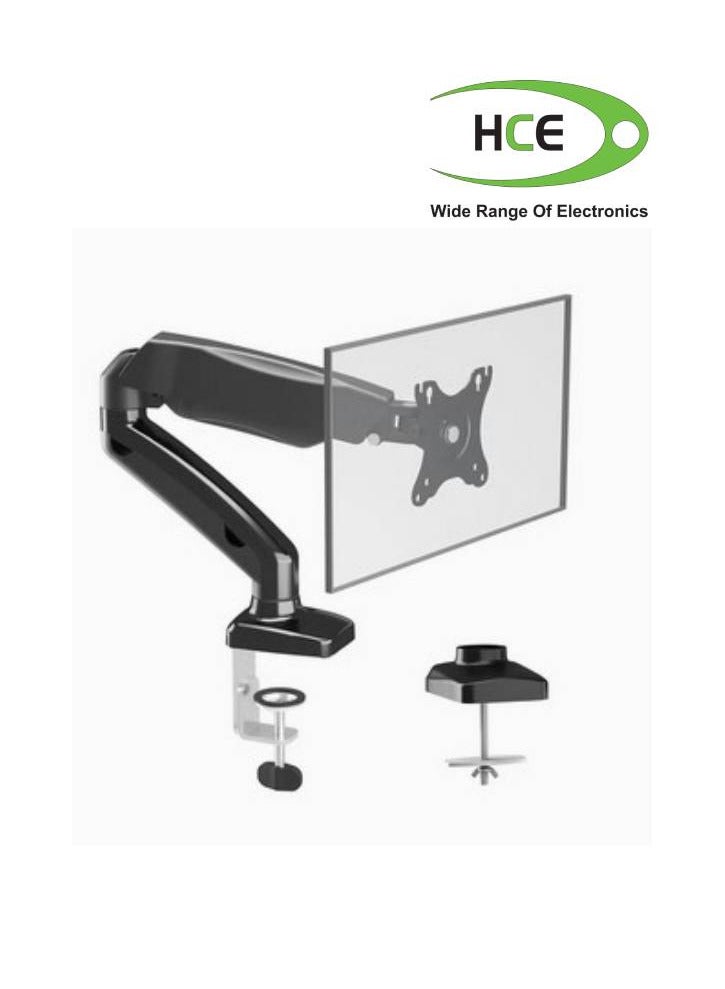 حامل شاشة كمبيوتر شخصي بذراع زنبركي غازي قابل لضبط الارتفاع لشاشة مكتبية واحدة يناسب شاشات مقاس 17 إلى 27 بوصة