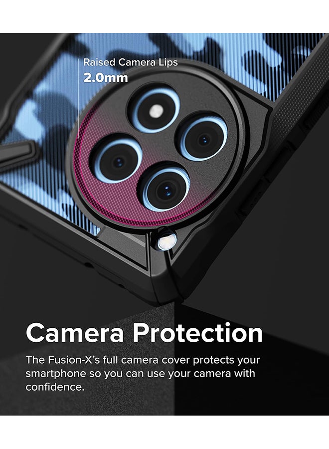 Ringke Fusion-X Compatible With OnePlus 12R 5G Case Cover Transparent Hard Back Soft Flexible TPU Bumper Shockproof Protection Back Cover Camo Black - Image 4