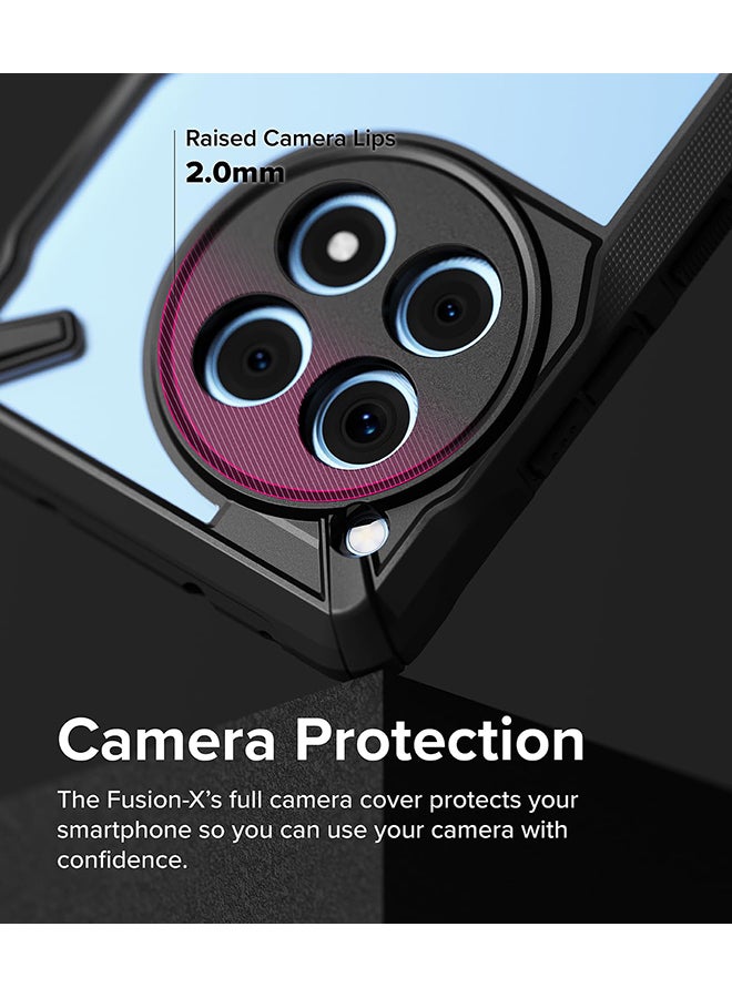 Ringke Fusion-X Compatible with OnePlus 12R 5G Case Cover Transparent Hard Back Soft Flexible TPU Bumper Shockproof Protection Back Cover Black - Image 4