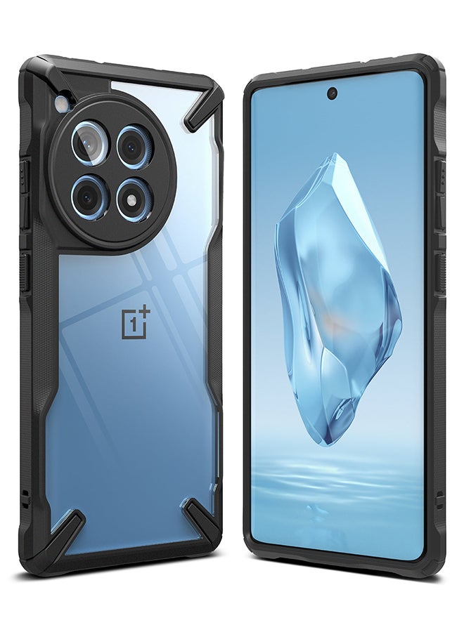 Ringke Fusion-X Compatible with OnePlus 12R 5G Case Cover Transparent Hard Back Soft Flexible TPU Bumper Shockproof Protection Back Cover Black - Image 1