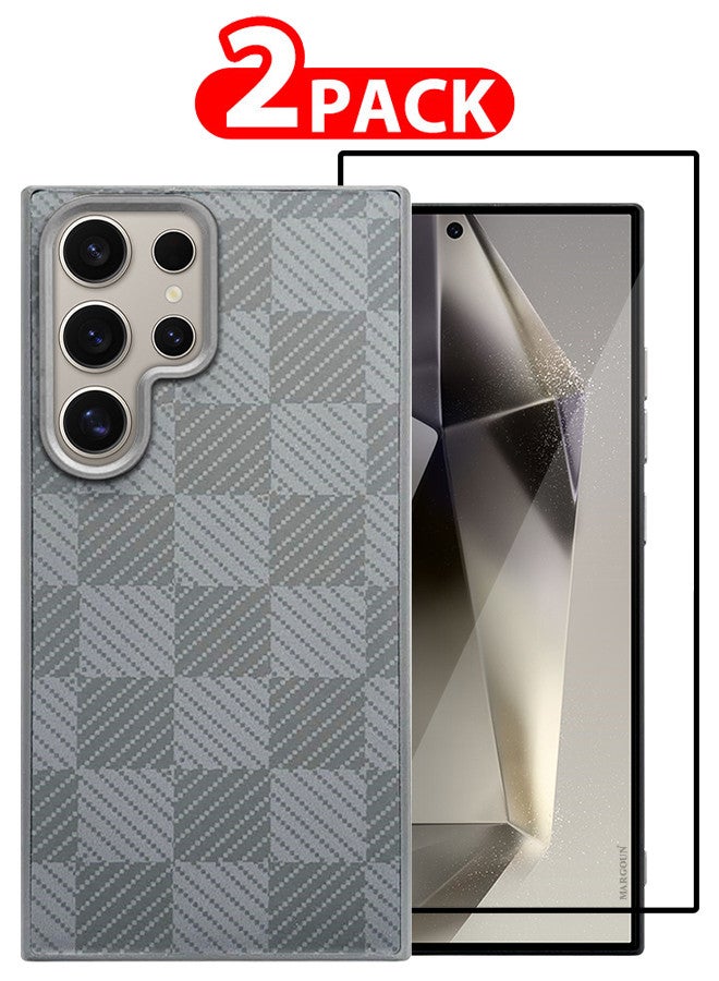 MARGOUN Case Cover For Samsung Galaxy S24 Ultra 2 Pack And Screen Protector 2024 New Pattern Aramid Carbon Fiber Phone Case Slim And Light Design MIX8 - Image 1