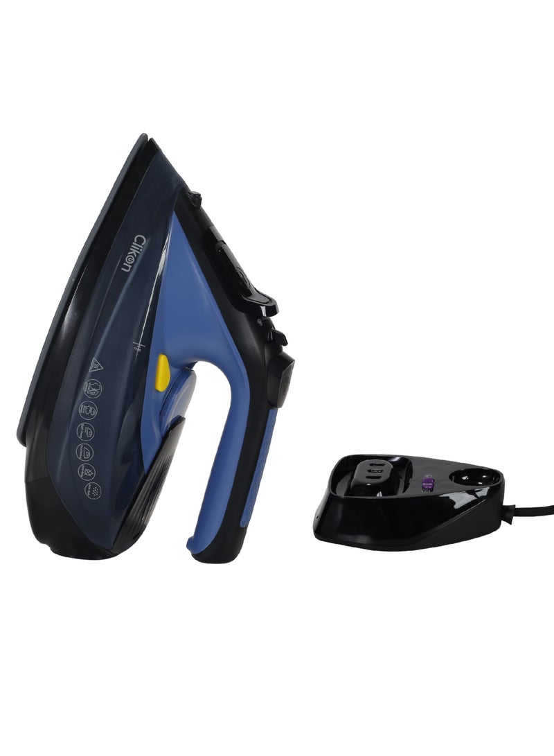 كليكون Cord & Cordless Steam Iron With Ceramic Coated Nonstick Soleplate, Anti Drip Function, Variable Steam Levels, 2 Year Warranty 230 ml 2400 W CK4129 Blue/Black  - Image 1