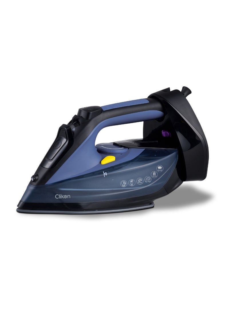 كليكون Cord & Cordless Steam Iron With Ceramic Coated Nonstick Soleplate, Anti Drip Function, Variable Steam Levels, 2 Year Warranty 230 ml 2400 W CK4129 Blue/Black  - Image 2