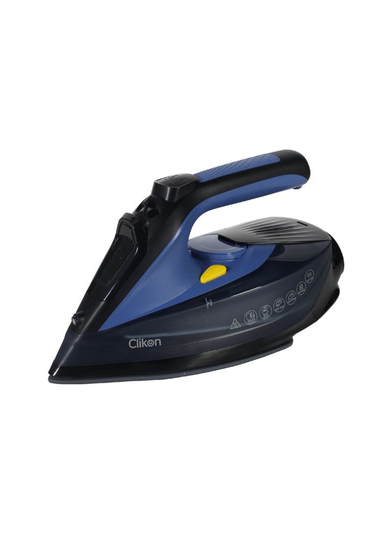 كليكون Cord & Cordless Steam Iron With Ceramic Coated Nonstick Soleplate, Anti Drip Function, Variable Steam Levels, 2 Year Warranty 230 ml 2400 W CK4129 Blue/Black  - Image 3