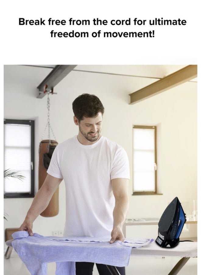 Clikon Cord & Cordless Steam Iron With Ceramic Coated Nonstick Soleplate, Anti Drip Function, Variable Steam Levels, 2 Year Warranty 230 ml 2400 W CK4129 Blue/Black - Image 2