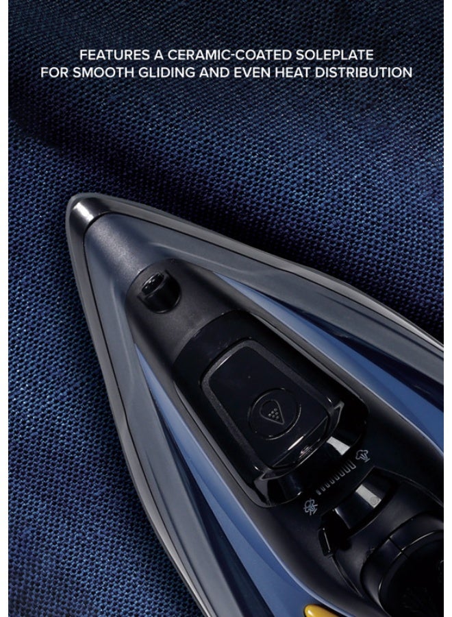 Clikon Cord & Cordless Steam Iron With Ceramic Coated Nonstick Soleplate, Anti Drip Function, Variable Steam Levels, 2 Year Warranty 230 ml 2400 W CK4129 Blue/Black - Image 5