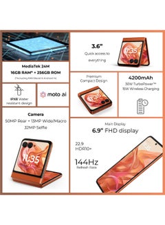 Motorola Razr 50 Ultra 5G Dual SIM Peach Fuzz 12GB RAM 512 GB -International Version  - Image 3