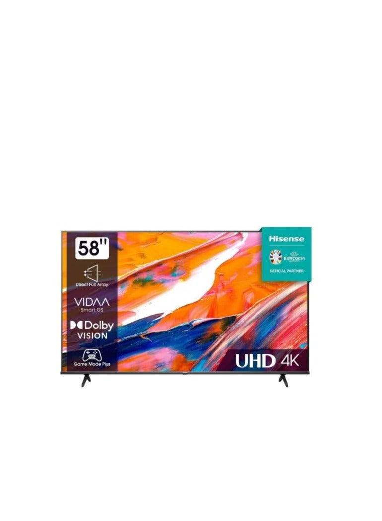 58 Inch 4K UHD Smart Tv With Dolby Vision Pixel Tuning 1 Year Full Warranty 58A62KS Black