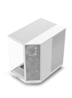 ان زد اكس تي علبة تدفق هواء مدمجة ثنائية الغرف من طراز H6 Flow RGB CC-H61FW-R1 متوسطة الحجم تتضمن 3 مراوح RGB مقاس 120 مم ولوحات زجاجية بانورامية ولوحات تدفق هواء عالية الأداء وإدارة الكابلات باللون الأبيض  - Image 3