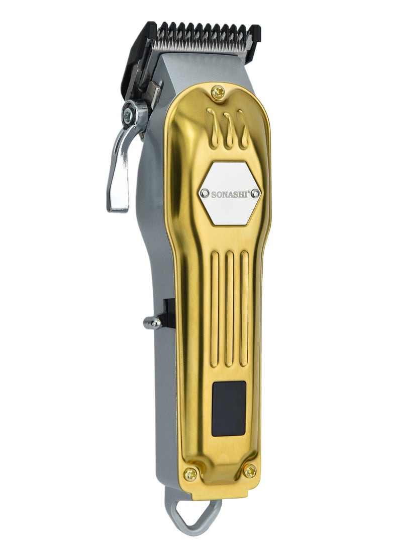 SONASHI - Rechargeable Hair Clipper With Digital LCD Display 3 Hours Continuous Working Sharp And Carbon Steel Blade with High-Quality Metal Body Chargeable and Cordless Power 1000mA Golden SHC-1061 Golden - Image 1