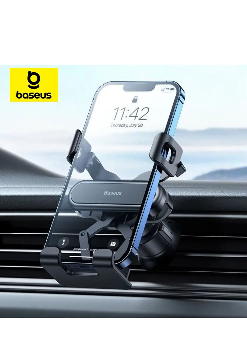 Baseus Mobile Holder for Car 2024 Upgraded Hook Shape Clip Car Phone Holder for Air Vent Auto Lock Car Mobile Holder iPhone Holder Car for iPhone 13/14/15 Pro Max Galaxy S21/22/23/24 Ultra, etc Black - Image 1