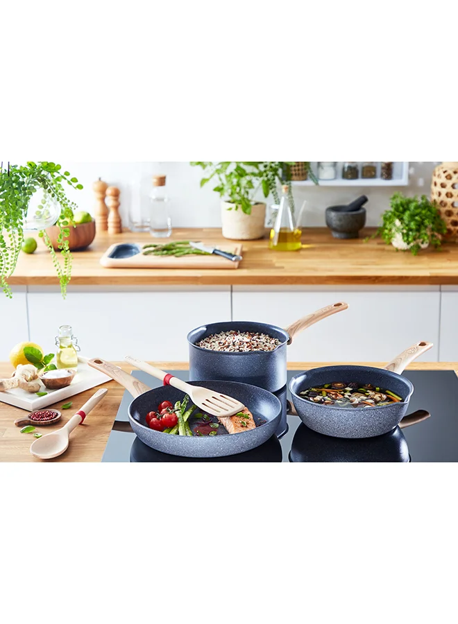 Tefal TEFAL Cookware Set | Natural Force 5 PCs set stewpot 24 cm / frypans 20/24 / spatula | Mineralia+ non-stick coating | Natural minerals | Thermo-signal | Made in France | 2 Years Warranty | G2669282 Grey 24cm