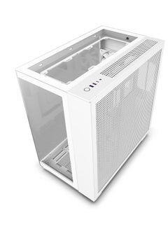 ان زد اكس تي علبة ألعاب كمبيوتر H9 Elite ثنائية الغرف ATX متوسطة الحجم - تتضمن 3 مراوح F120 RGB مقاس 120 مم مع وحدة تحكم - ألواح زجاجية أمامية وعلوية وجانبية ودعم مشعاع 360 مم وإدارة الكابلات باللون الأبيض  - Image 4