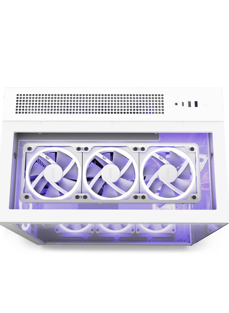 NZXT - H9 Elite Dual-Chamber ATX Mid-Tower PC Gaming Case – Includes 3 x 120mm F120 RGB Duo Fans with Controller– Glass Front, Top & Side Panels 360mm Radiator Support Cable Management White - Image 1